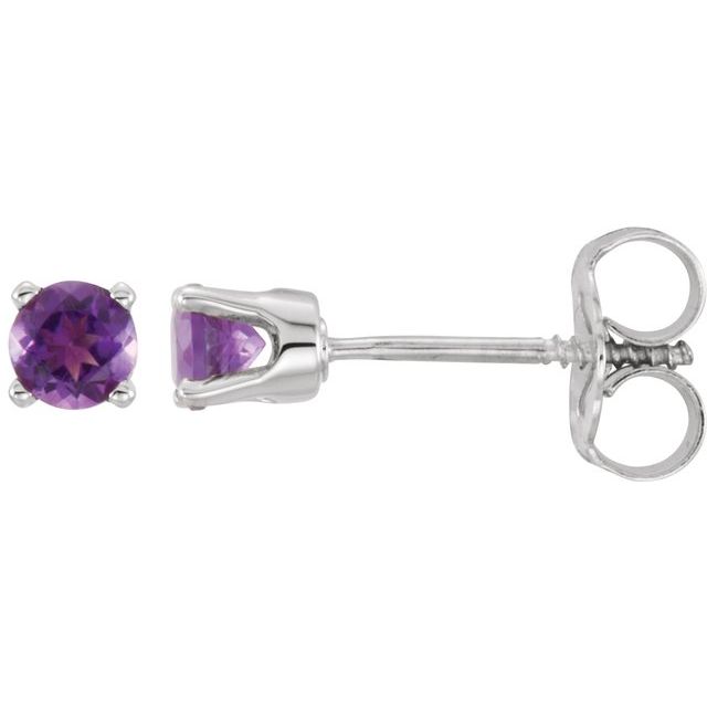 Round 4-Prong Youth Birthstone Stud Earrings
