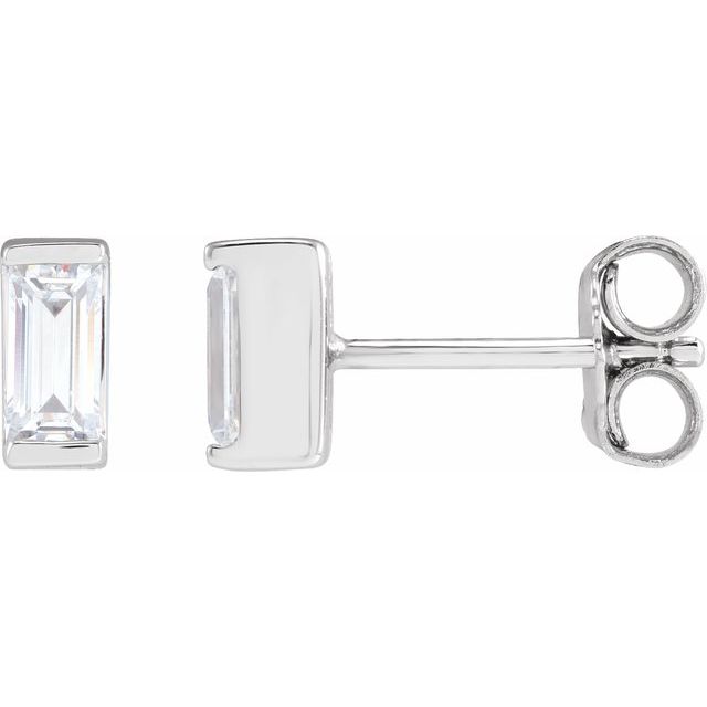 Straight Baguette Bezel-Set Stud Earrings