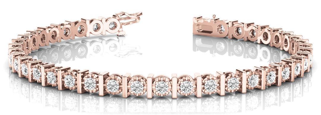 Rose Gold Diamond In Line Bar Bracelet