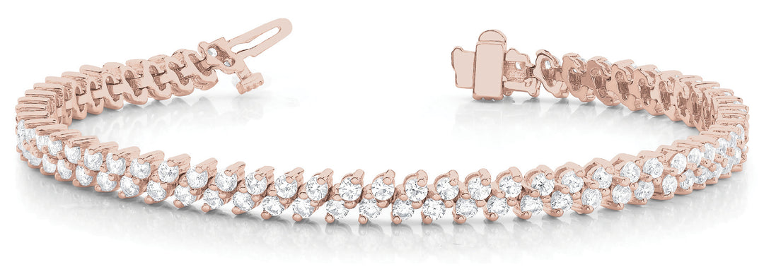 Multi-Row 14K Rose Gold Diamond Tennis Bracelet