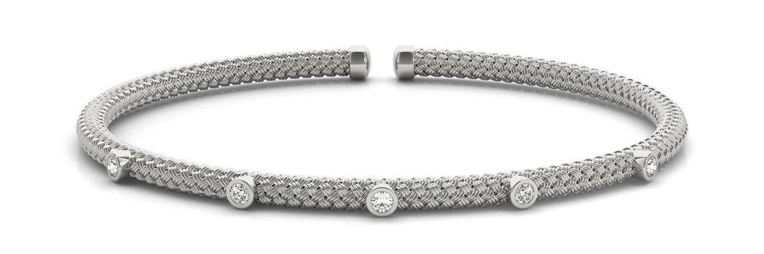 14K Gold Lab Diamond Italian Bangle Bracelet