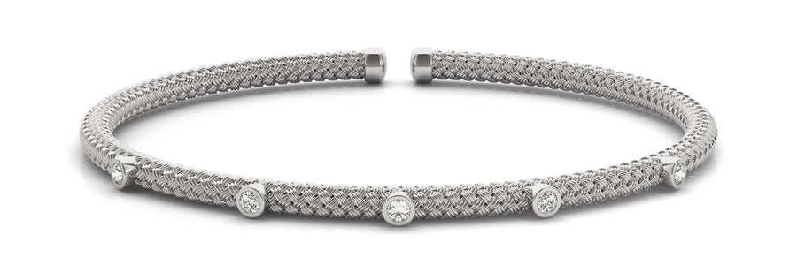 14K Gold Lab Diamond Italian Bangle Bracelet
