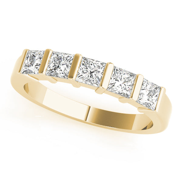 18K Yellow Gold Square Diamond Wedding Ring