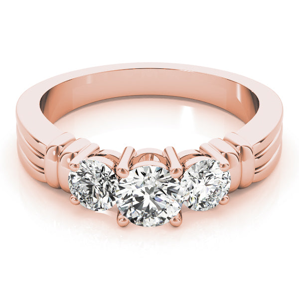 18K Rose Gold 1 ct Diamond Three-Stone Engagement Ring