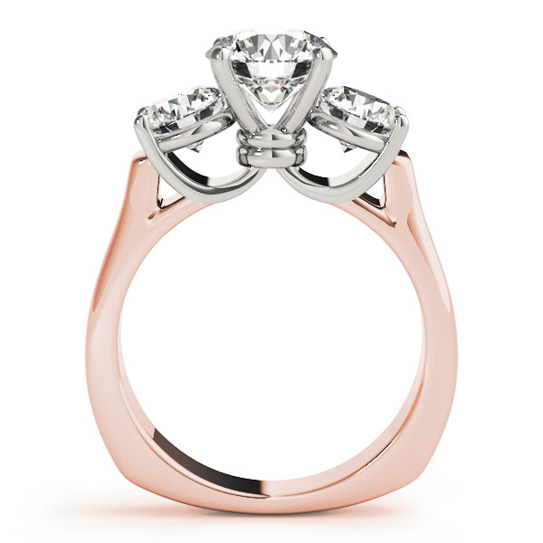 18K Rose Gold 1 ct Diamond Three-Stone Engagement Ring