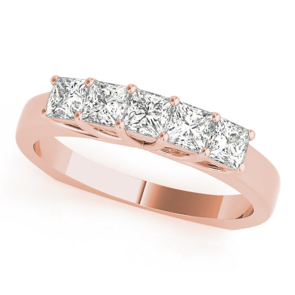 18K Rose Gold Square Diamond Wedding Ring