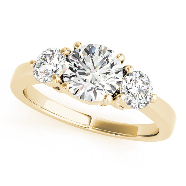 14K Yellow Gold Round Diamond Three-Stone Ring