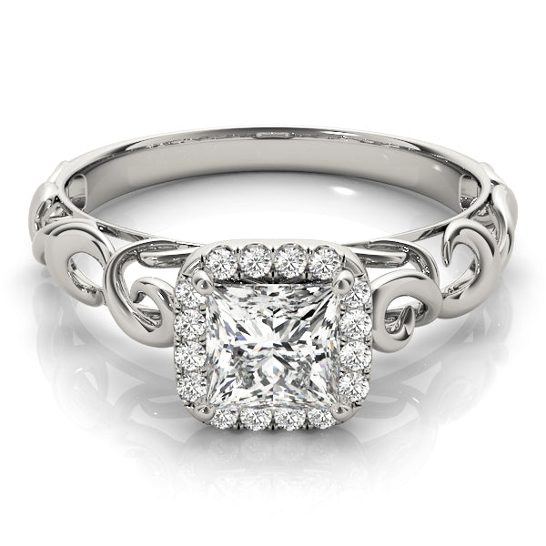 Square Diamond Halo Engagement Ring