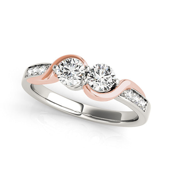 14K Multi-Diamond Two-Stone Lab Ring