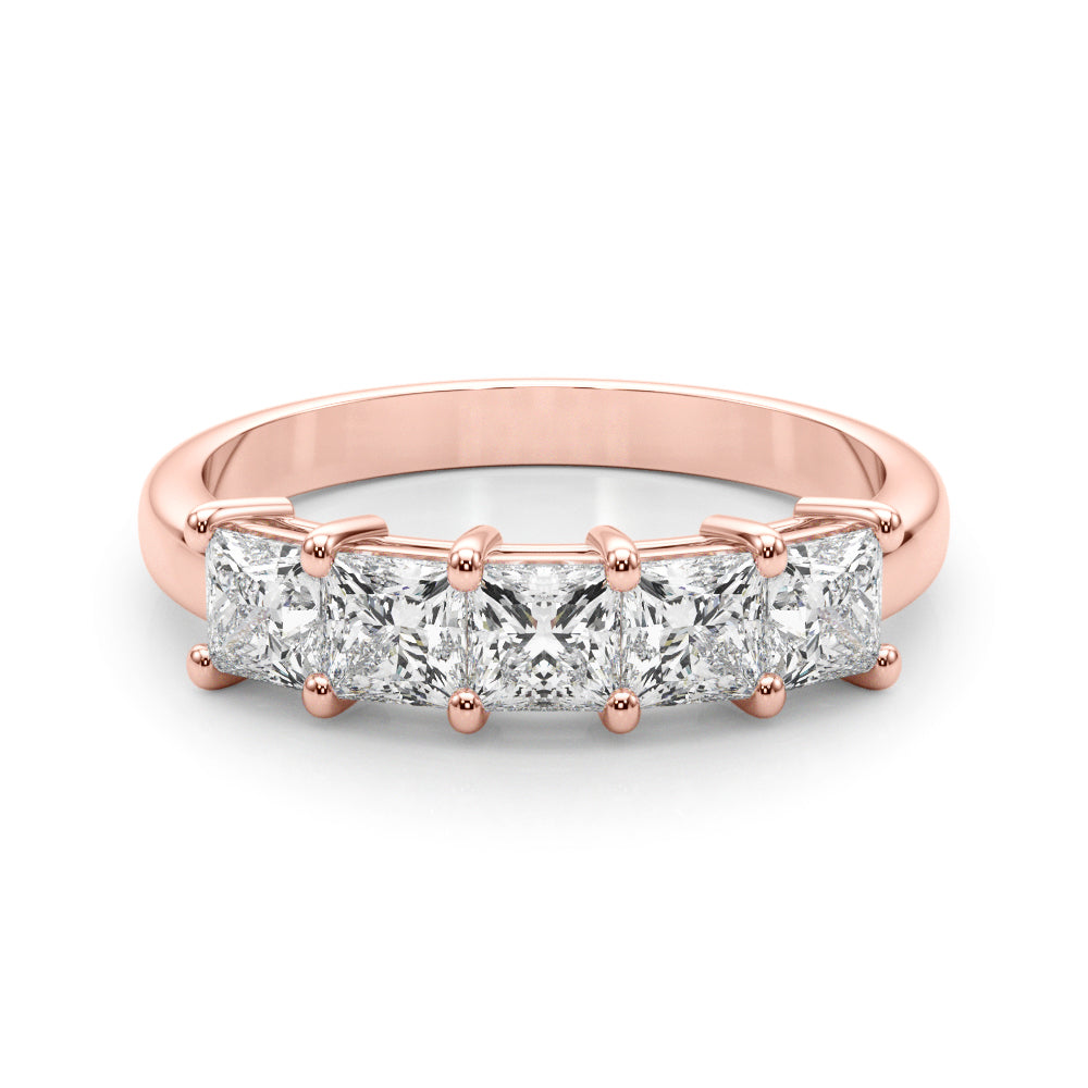 14K Rose Gold Square Diamond Wedding Ring