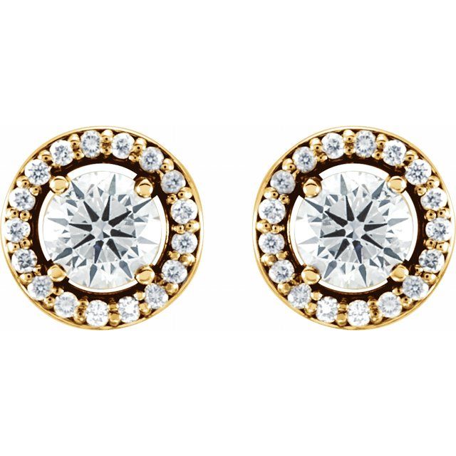 Round 4-Prong Halo-Style Earrings