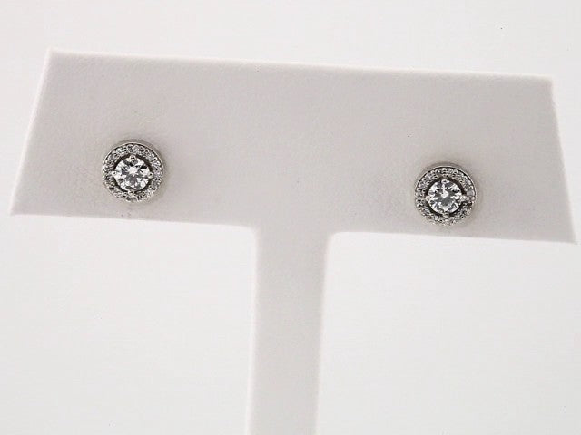 Round 4-Prong Halo-Style Earrings