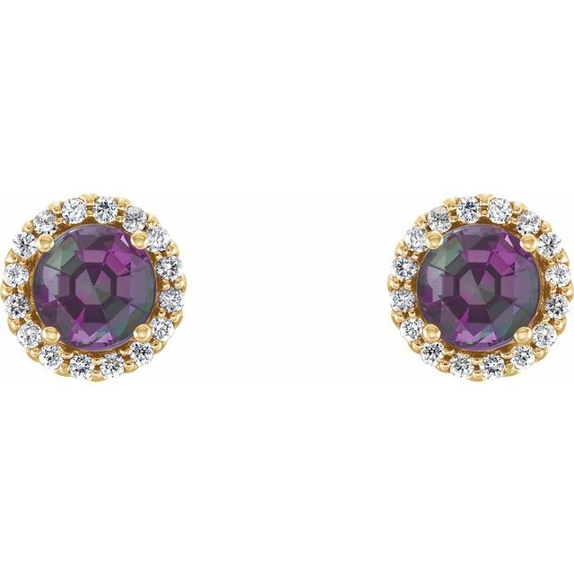 Round 4-Prong Halo-Style Earrings