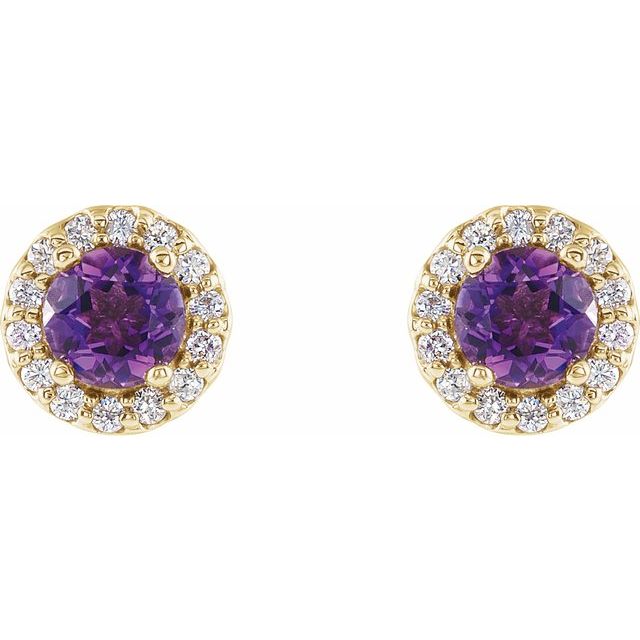 Round 4-Prong Halo-Style Earrings