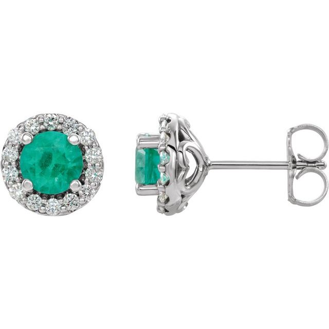 Round 4-Prong Halo-Style Earrings