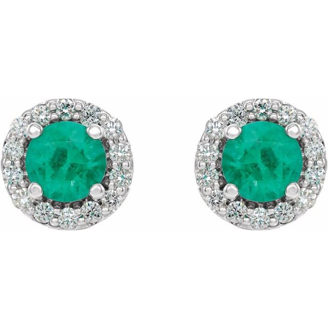 Round 4-Prong Halo-Style Earrings