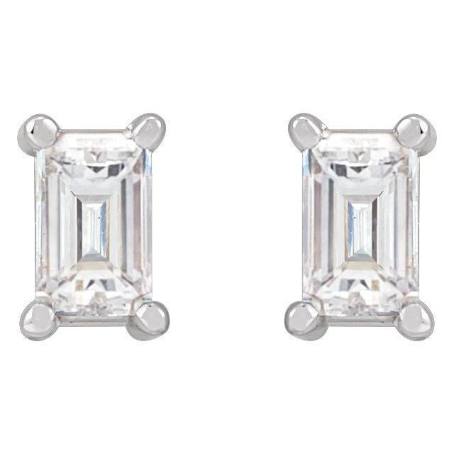 Straight Baguette 4-Prong Stud Earrings