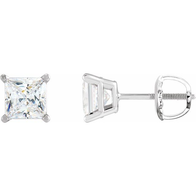 Square 4-Prong Lightweight Stud Earrings