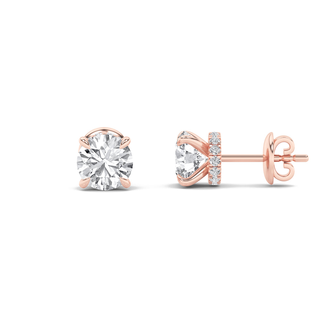 14K Rose Gold Lab Diamond Stud Earrings 3ctw