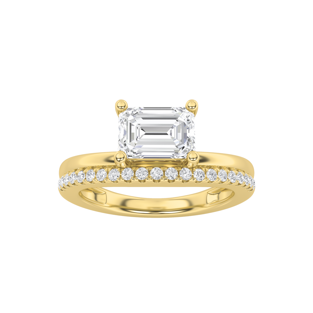 14K Yellow Gold 1.5ct Lab Diamond Emerald Ring Sz7