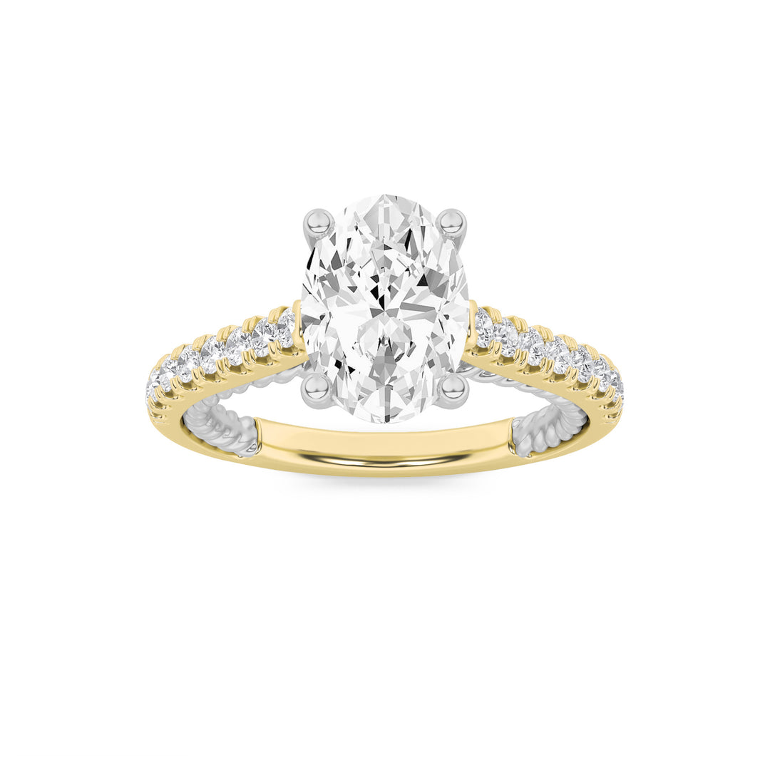14K WY 2ct Lab Diamond Oval Ring F/VS+ Sz 7