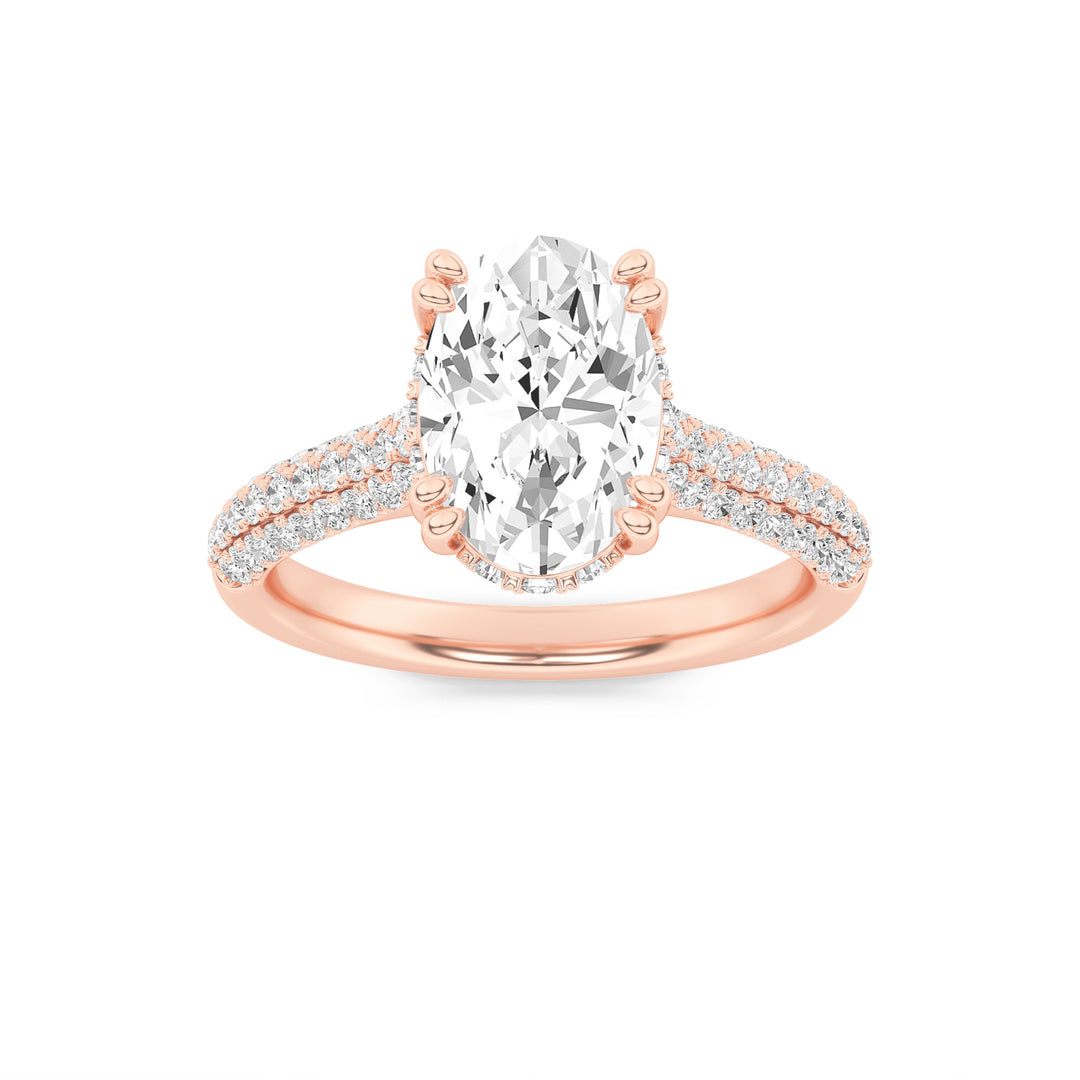14K Rose Gold 3.1ctw Oval Lab Diamond Ring Sz 7