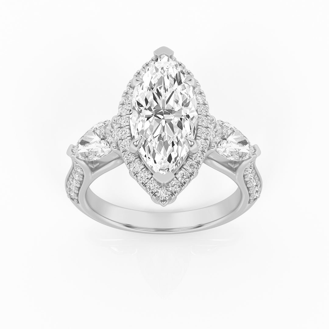 14K White Gold 3ct Lab Diamond Marquise Ring