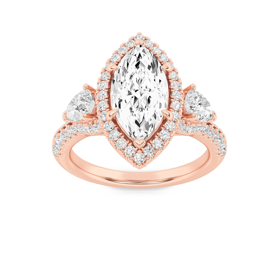 14K White Gold 3ctw Marquise Lab Diamond Ring