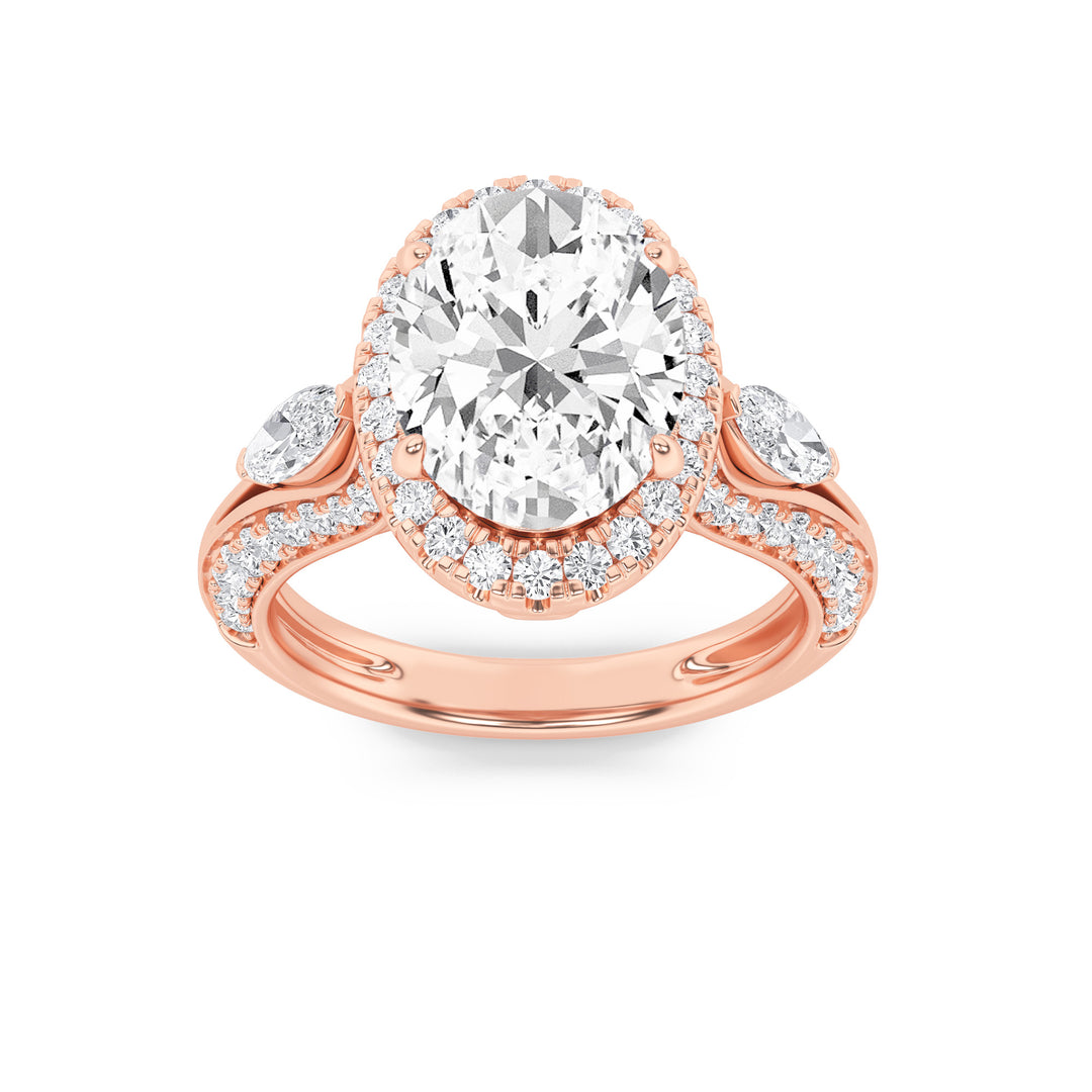 14K Rose Gold 3ctw Oval Lab Diamond Ring Sz 7
