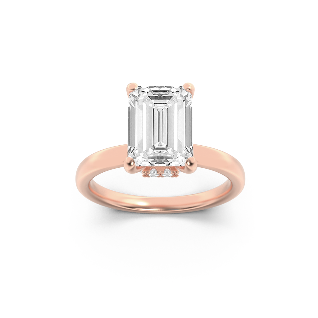 14K Rose Gold 1ct Lab Diamond Emerald Ring Sz 7
