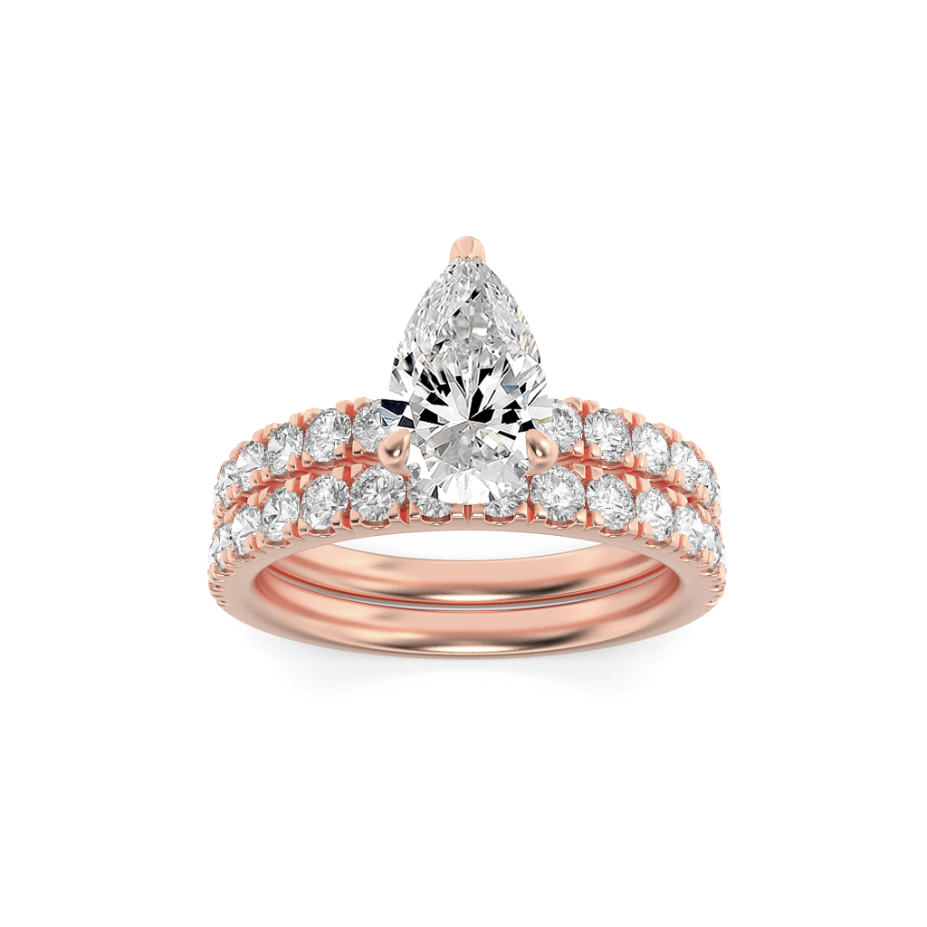 14K Rose Gold 1.9ctw Pear Lab Diamond Ring Sz 7