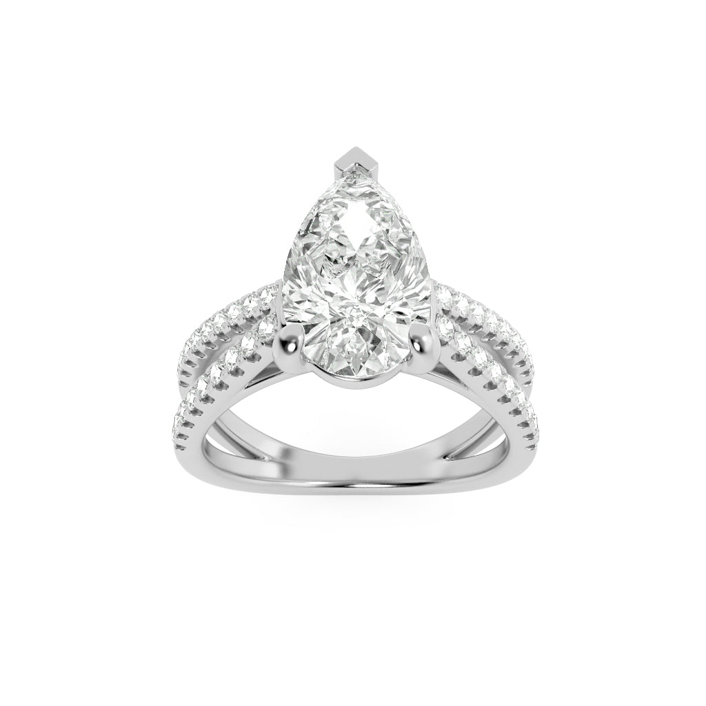 14K White Gold 2ctw Pear Lab Diamond Ring Sz 7
