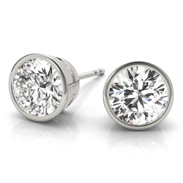 0.1CT Diamond Bezel Stud Earrings in 14K Gold
