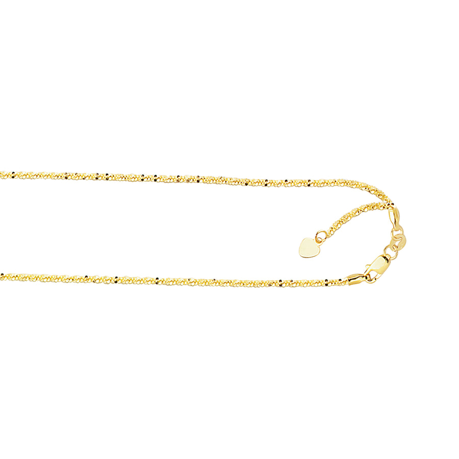 10K Gold 1.2mm Adjustable Sparkle Chain