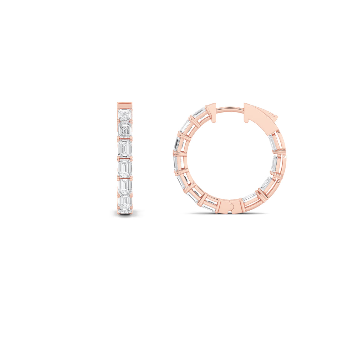 14K Rose Gold 3.52ctw Lab Diamond Emerald Earrings