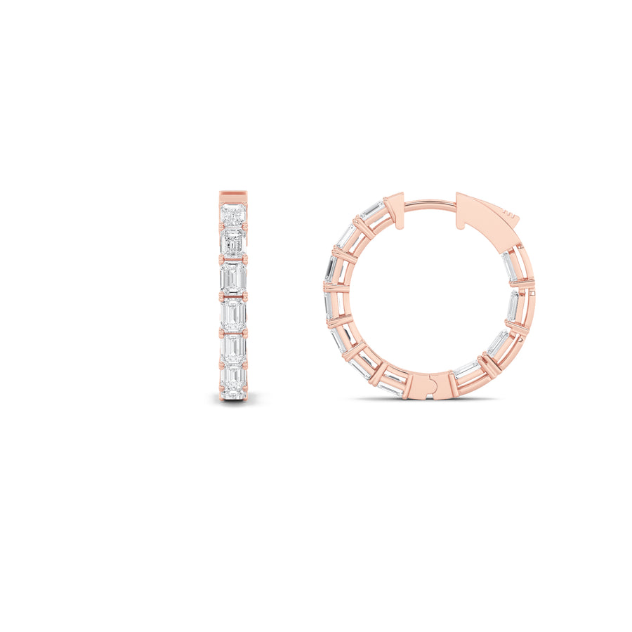 14K Rose Gold 3.52ctw Lab Diamond Emerald Earrings