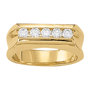 Mens 5-Stone Round Diamond Channel Ring