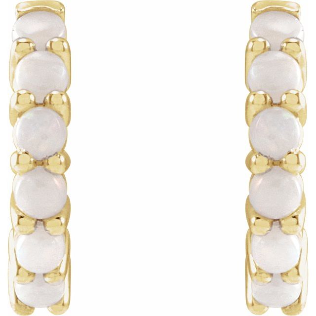 Cabochon Hinged Hoop Earrings