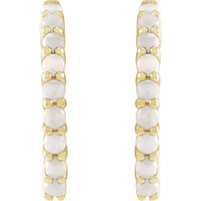 Cabochon Hinged Hoop Earrings