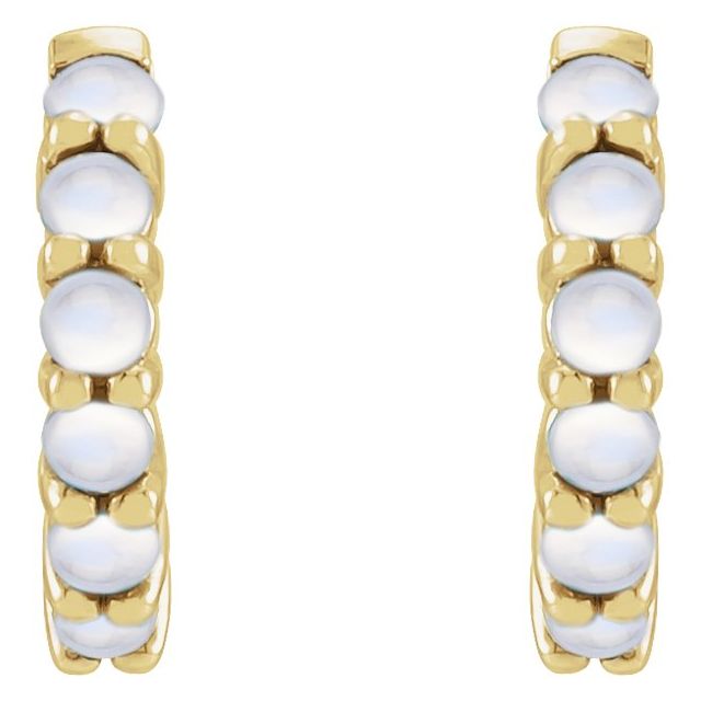 Cabochon Hinged Hoop Earrings