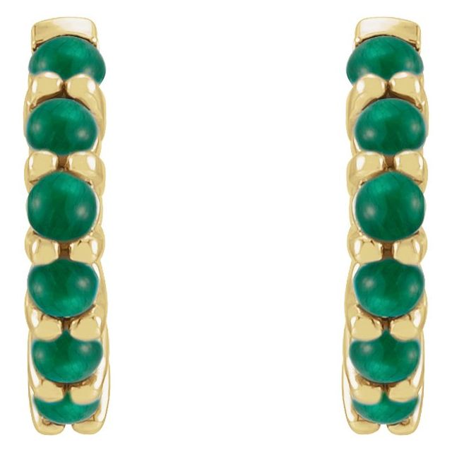 Cabochon Hinged Hoop Earrings