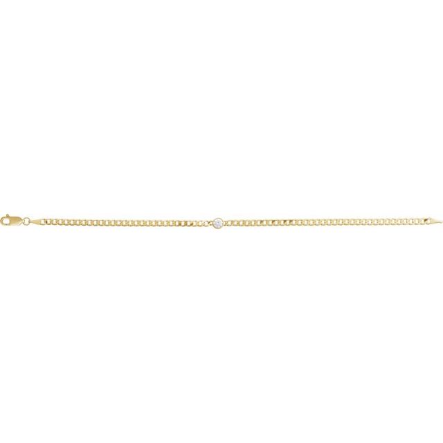 Bezel-Set Solitaire Curb Link Bracelet