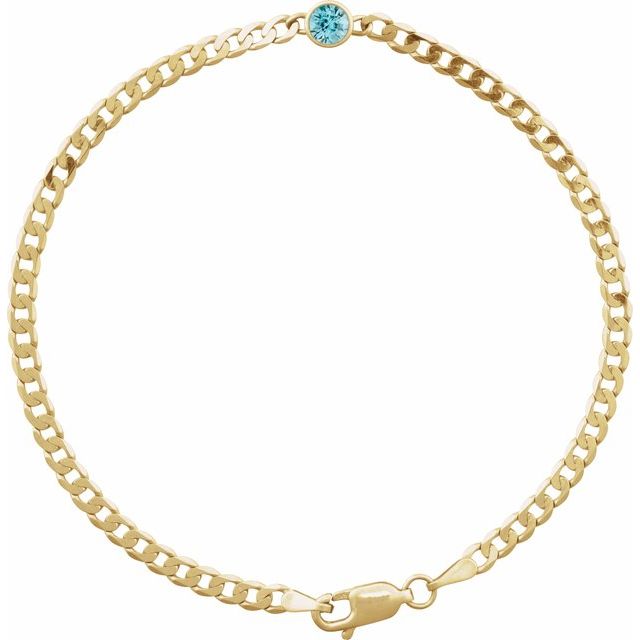 Bezel-Set Solitaire Curb Link Bracelet