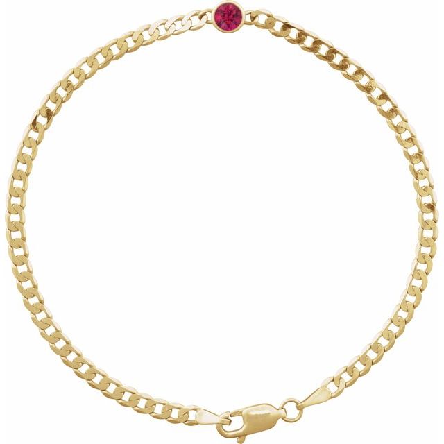 Bezel-Set Solitaire Curb Link Bracelet