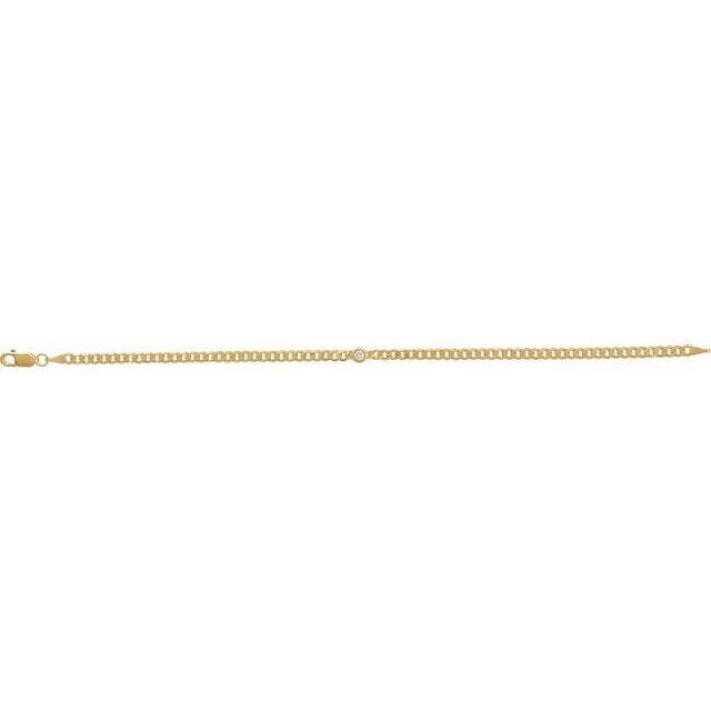 Bezel-Set Solitaire Curb Link Bracelet