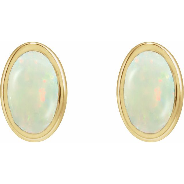 Oval Bezel-Set Cabochon Earrings