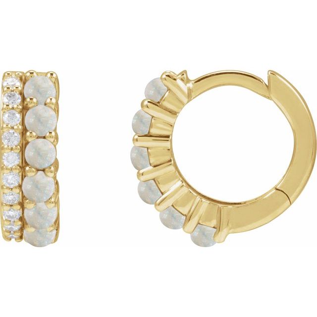 Accented Cabochon Hoop Earrings