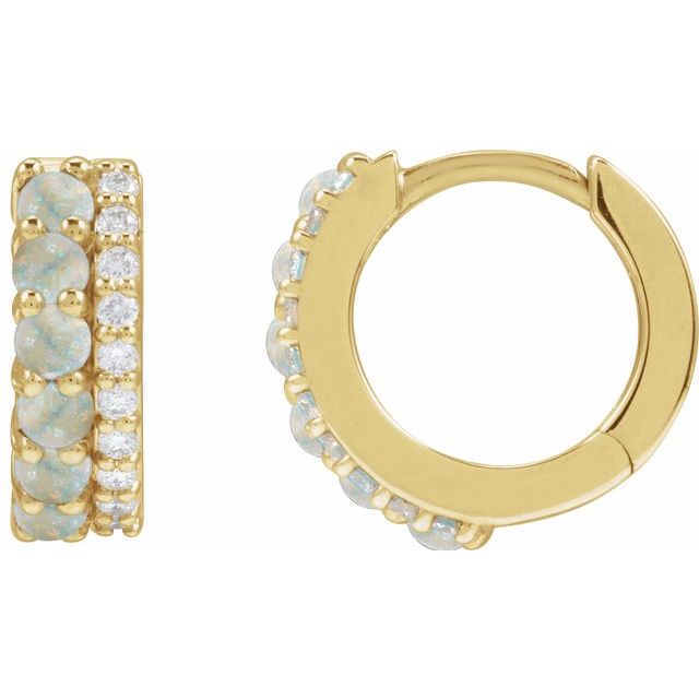 Accented Cabochon Hoop Earrings