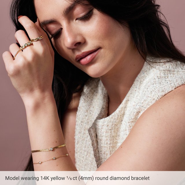 Bezel-Set Solitaire Curb Link Bracelet