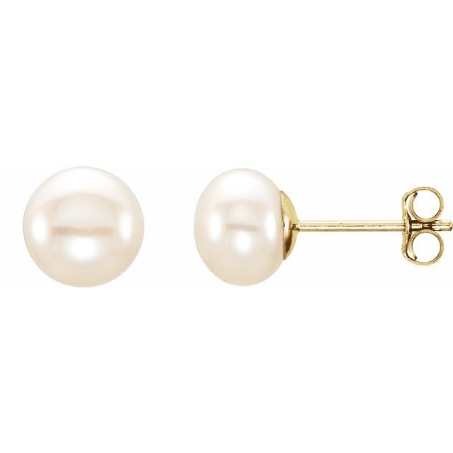 Button Pearl Stud Earrings
